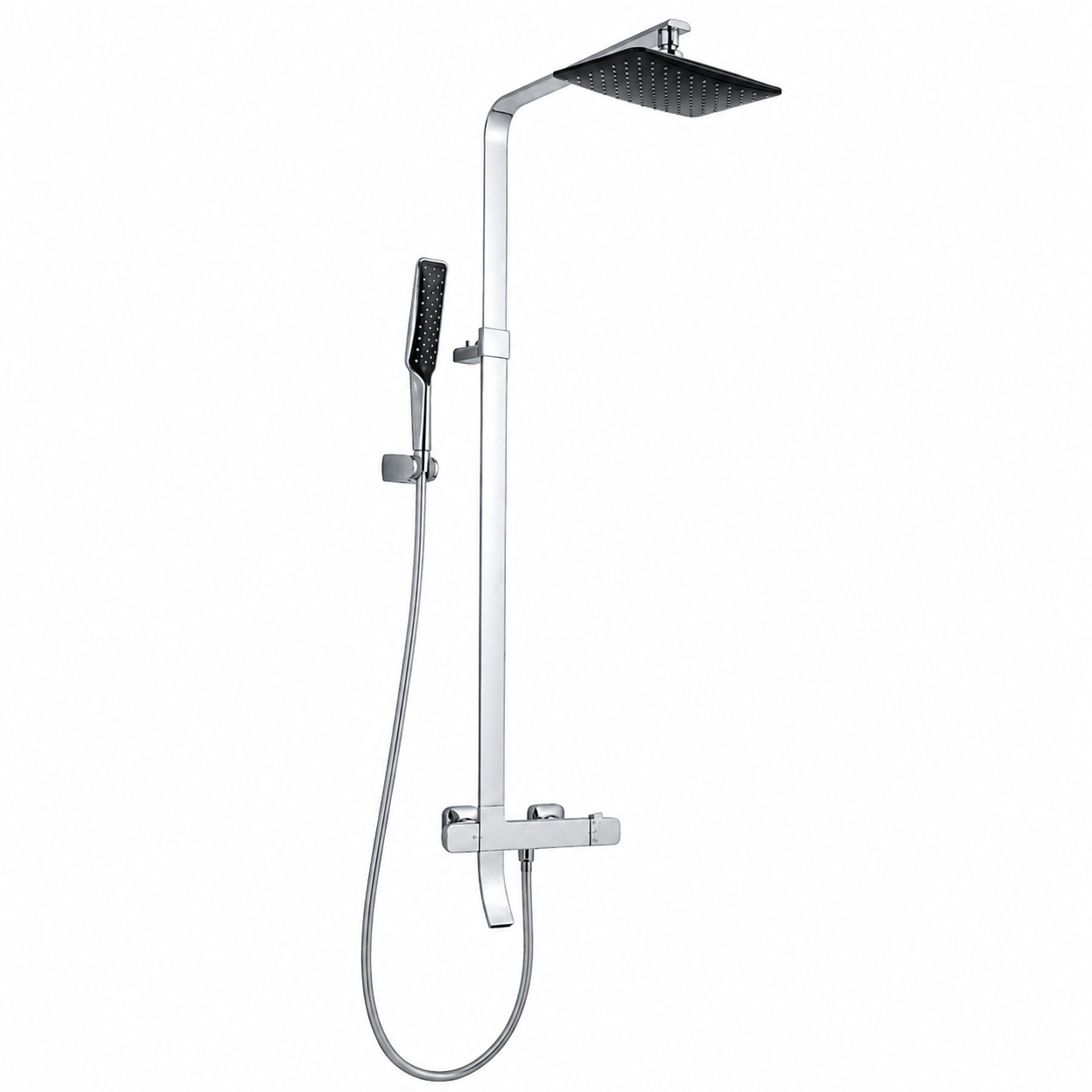 JTP - MUL1 Thermostatic Shower Pole with Overhead Shower, Hand Shower & Bath Spout