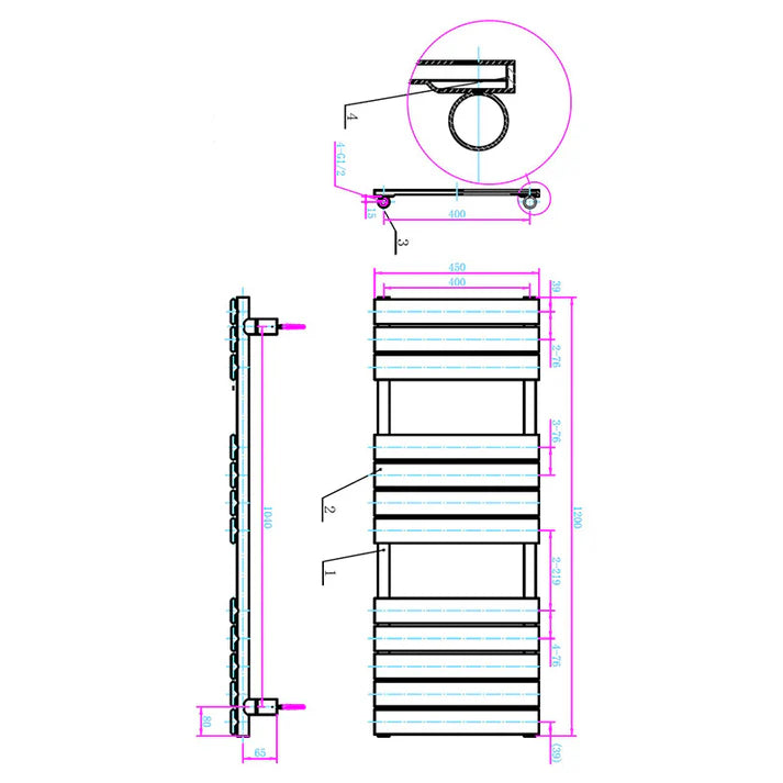 Tailored Bathrooms Queenstown Designer Towel Radiator Brushed Bronze