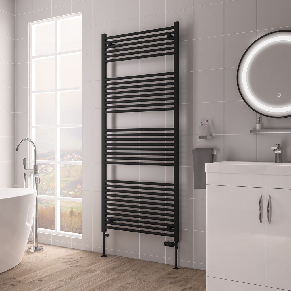 Eastbrook Biava Hidden Vent Straight Matt Black Towel Rails