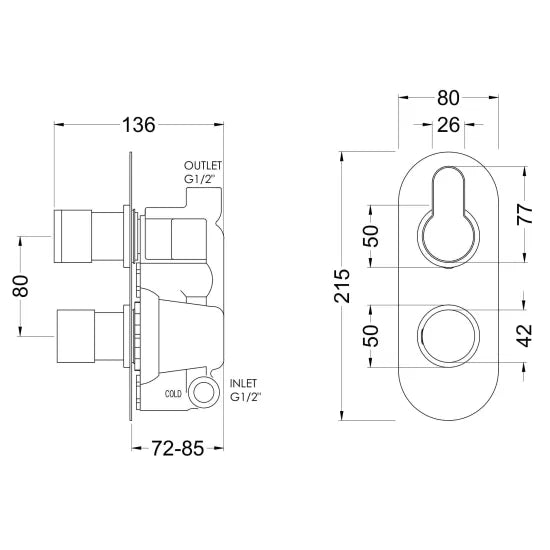 Nuie Arvan Brushed Bronze Twin Thermostatic Shower Valve