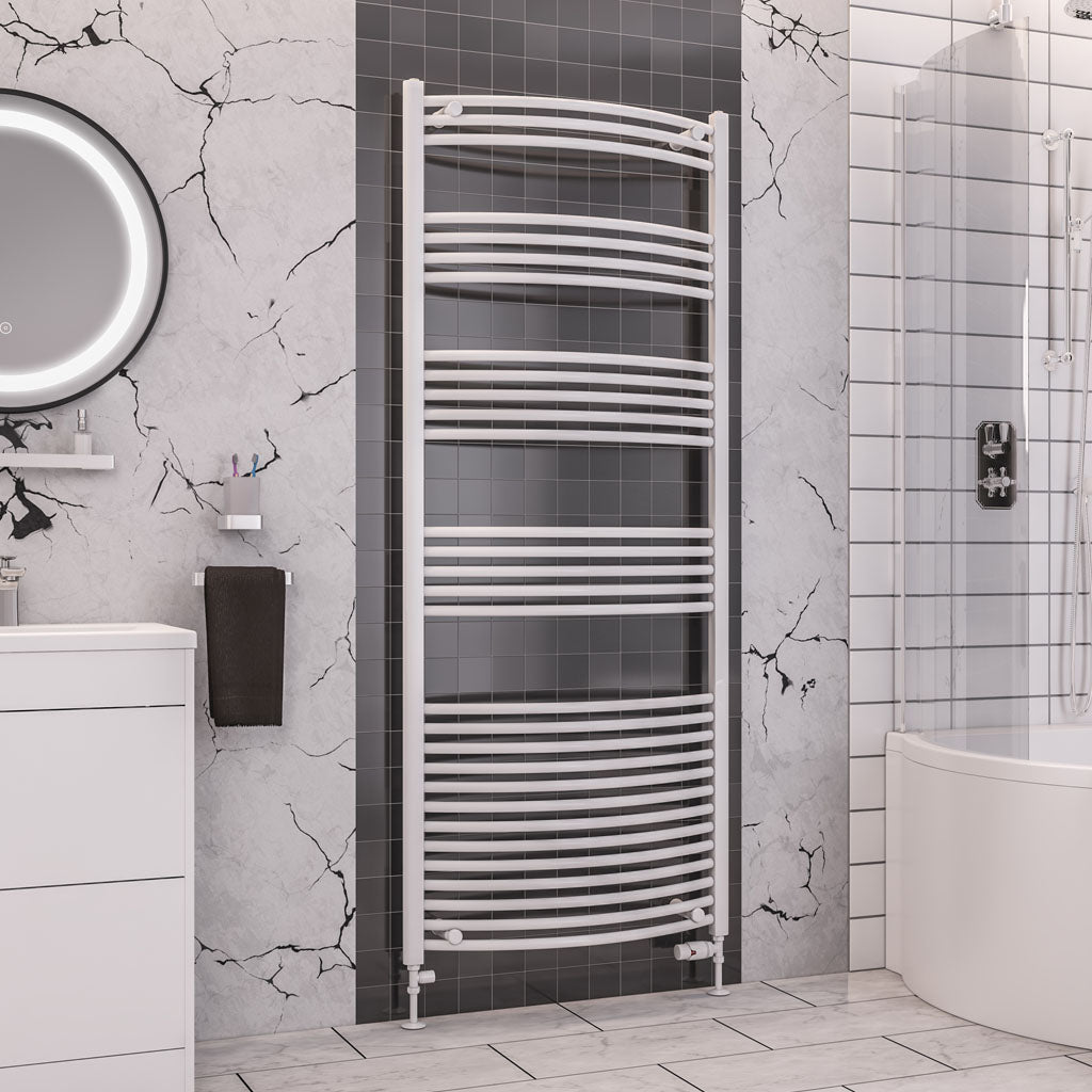 Eastbrook Wendover Curved Gloss White Towel Rails - Various Sizes 1800mm x 750mm