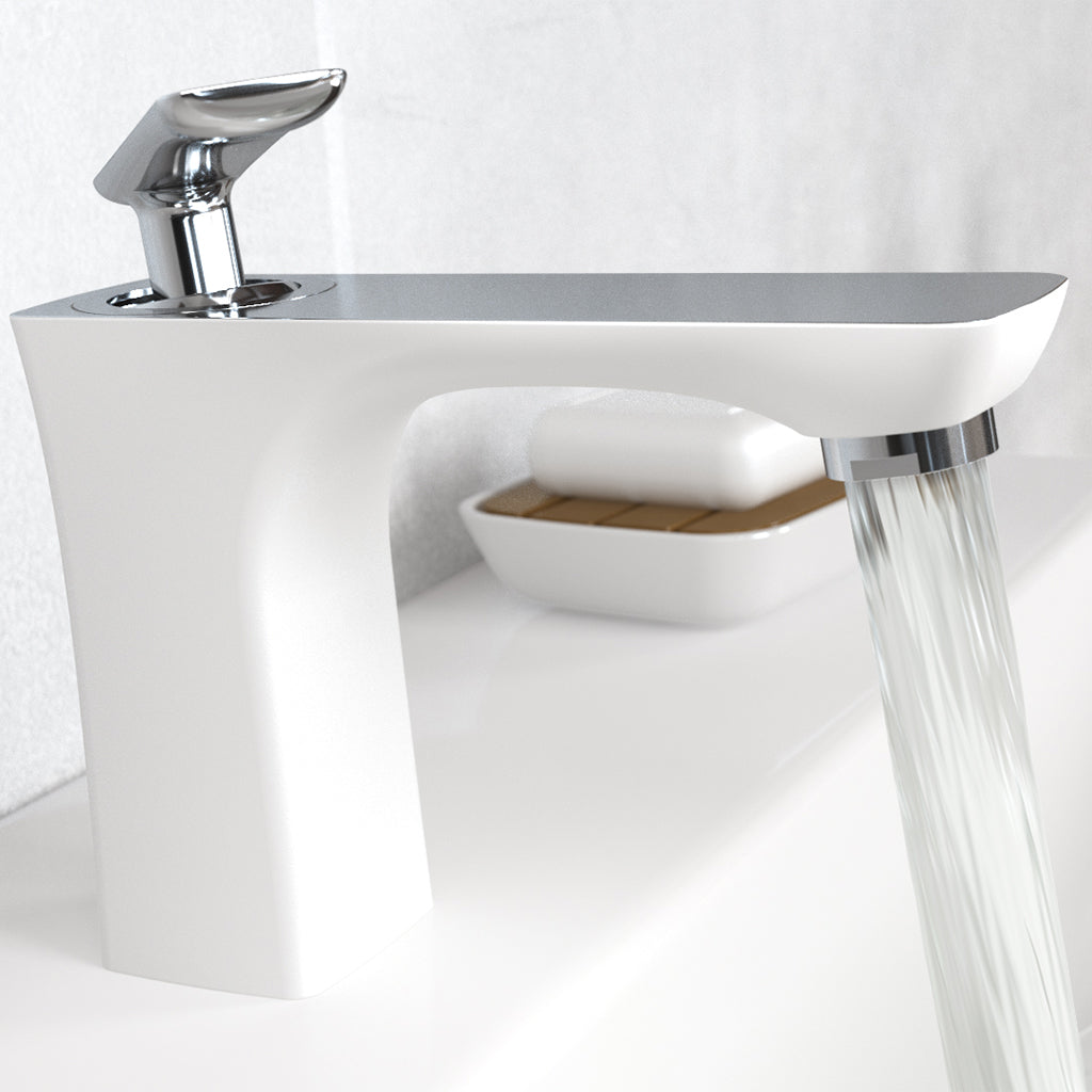 Eastbrook Helston Matt White Mono Basin Mixer Tap - Inc Waste