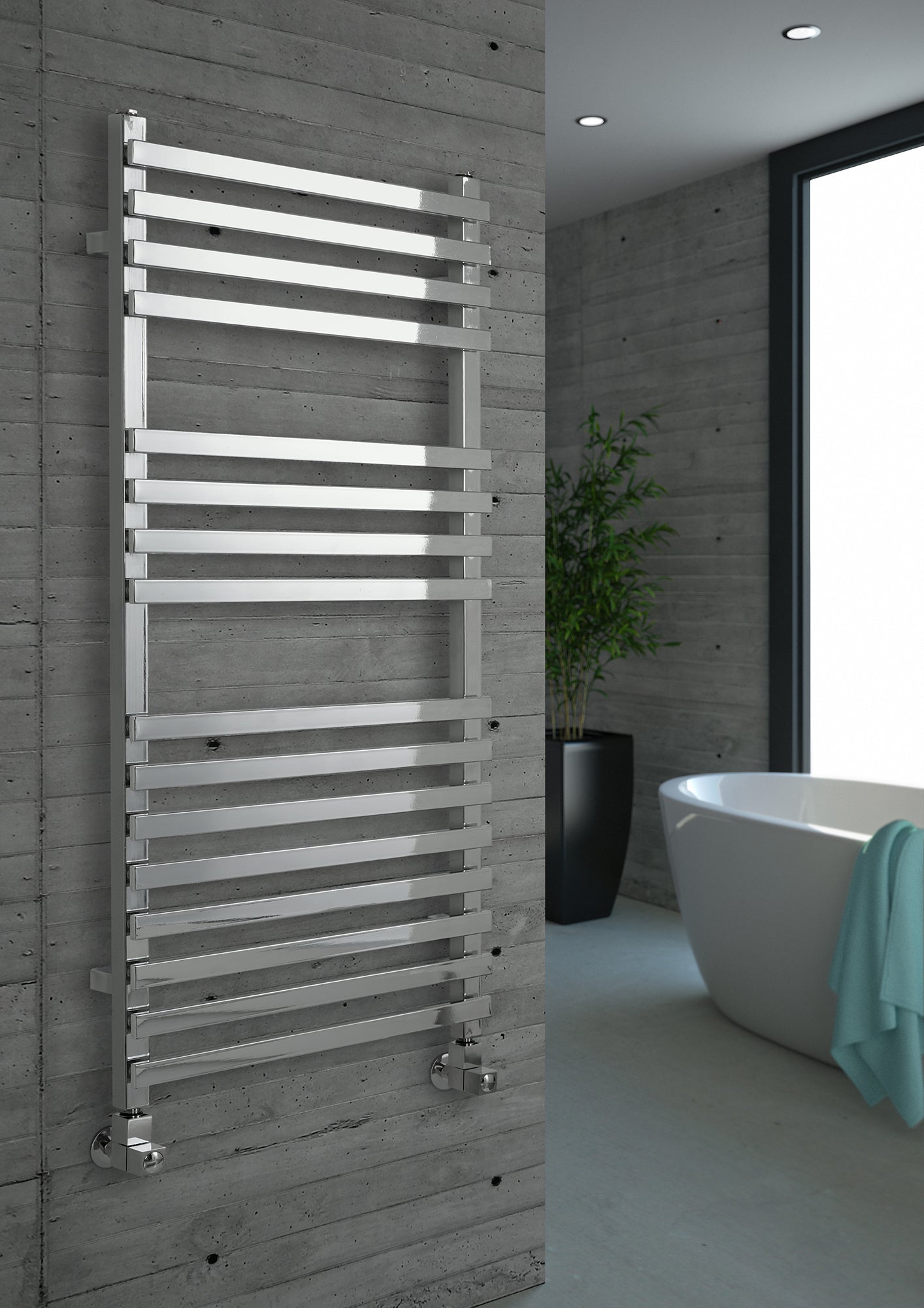 Kartell Mode Straight Chrome Designer Towel Rail 1200mm x 500mm MOD500-1200C