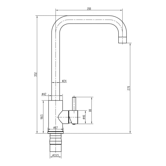 Top Fix Brushed Steel Square Kitchen Tap