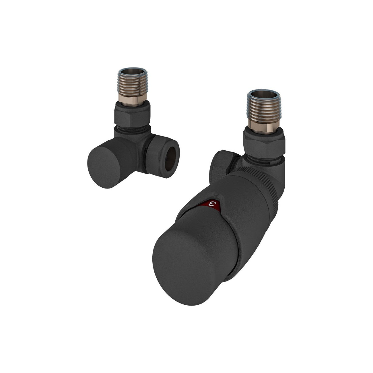 Eastbrook Darlington Corner Matt Anthracite Bi-Directional TRV with Lockshield 15mm (pair) 54.0023