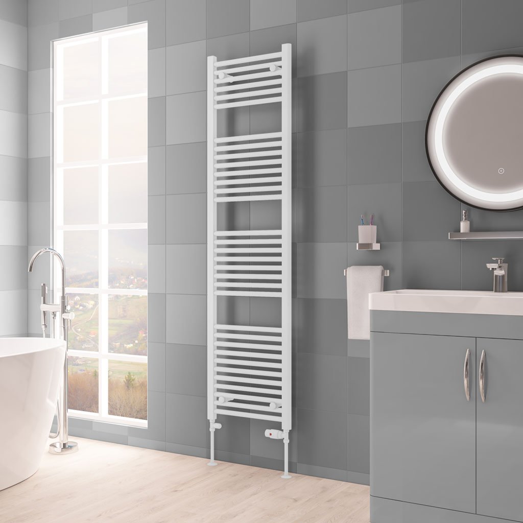 Eastbrook Biava Hidden Vent Straight Matt White Towel Rails