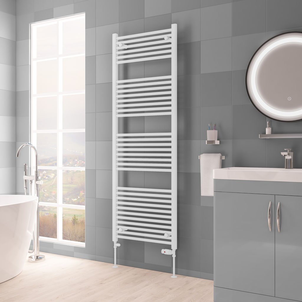Eastbrook Biava Hidden Vent Straight Matt White Towel Rails