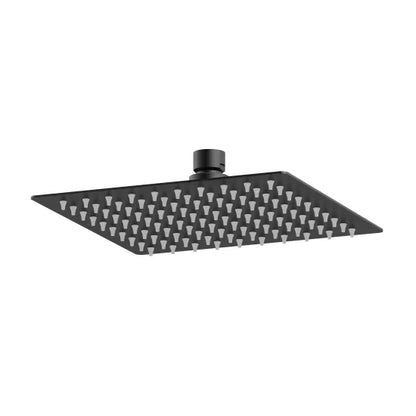 Nuie Matt Black Square Fixed Shower Head - 200mm