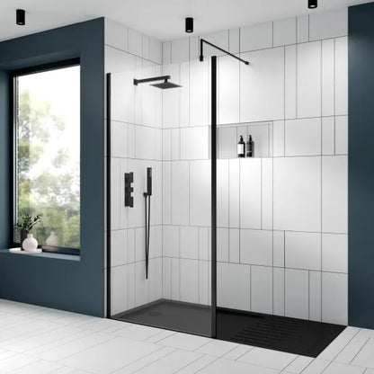 Nuie Matt Black Square Fixed Shower Head - 200mm