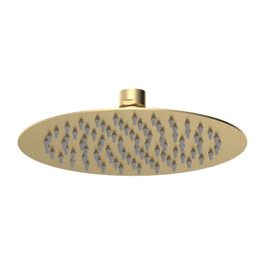 Nuie Brushed Brass Round Fixed Shower Head - 200mm