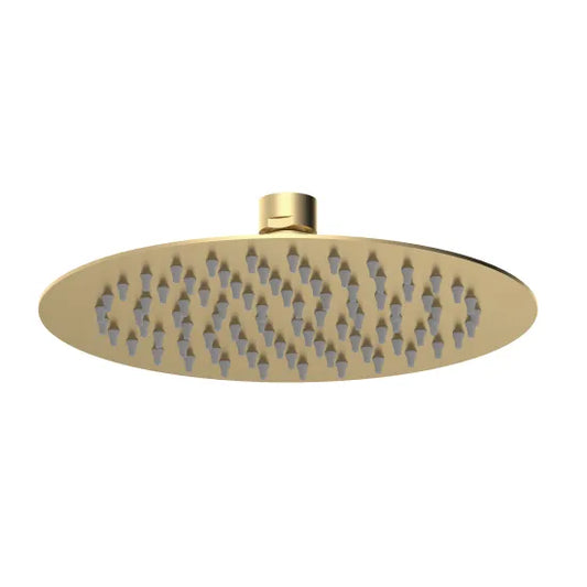Nuie Brushed Brass Round Fixed Shower Head - 200mm