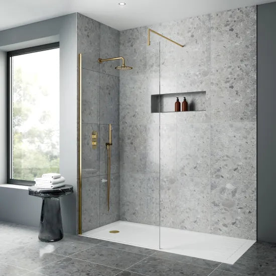 Nuie Brushed Brass Round Fixed Shower Head - 200mm