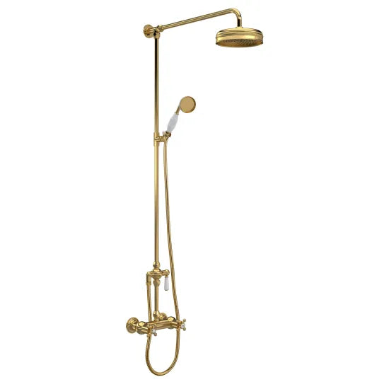 Old London Brushed Brass Traditional Thermostatic Bar Shower Valve