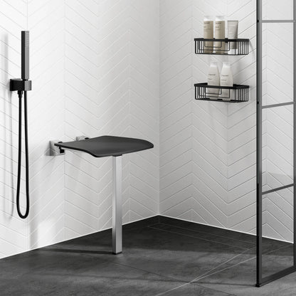 HIB Shower Seat with Support Leg - Dark Grey