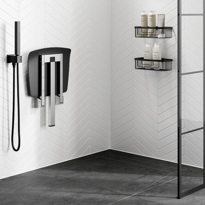 HIB Shower Seat with Support Leg - Dark Grey