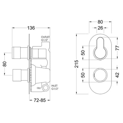 Nuie Arvan Brushed Bronze Twin Thermostatic Shower Valve