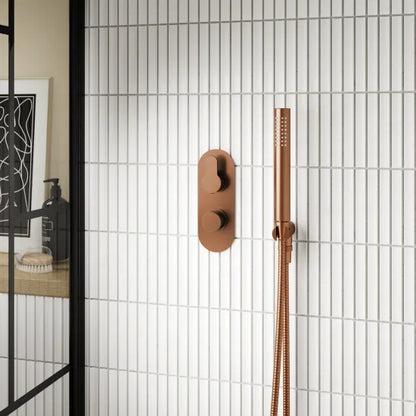 Nuie Arvan Brushed Bronze Twin Thermostatic Shower Valve