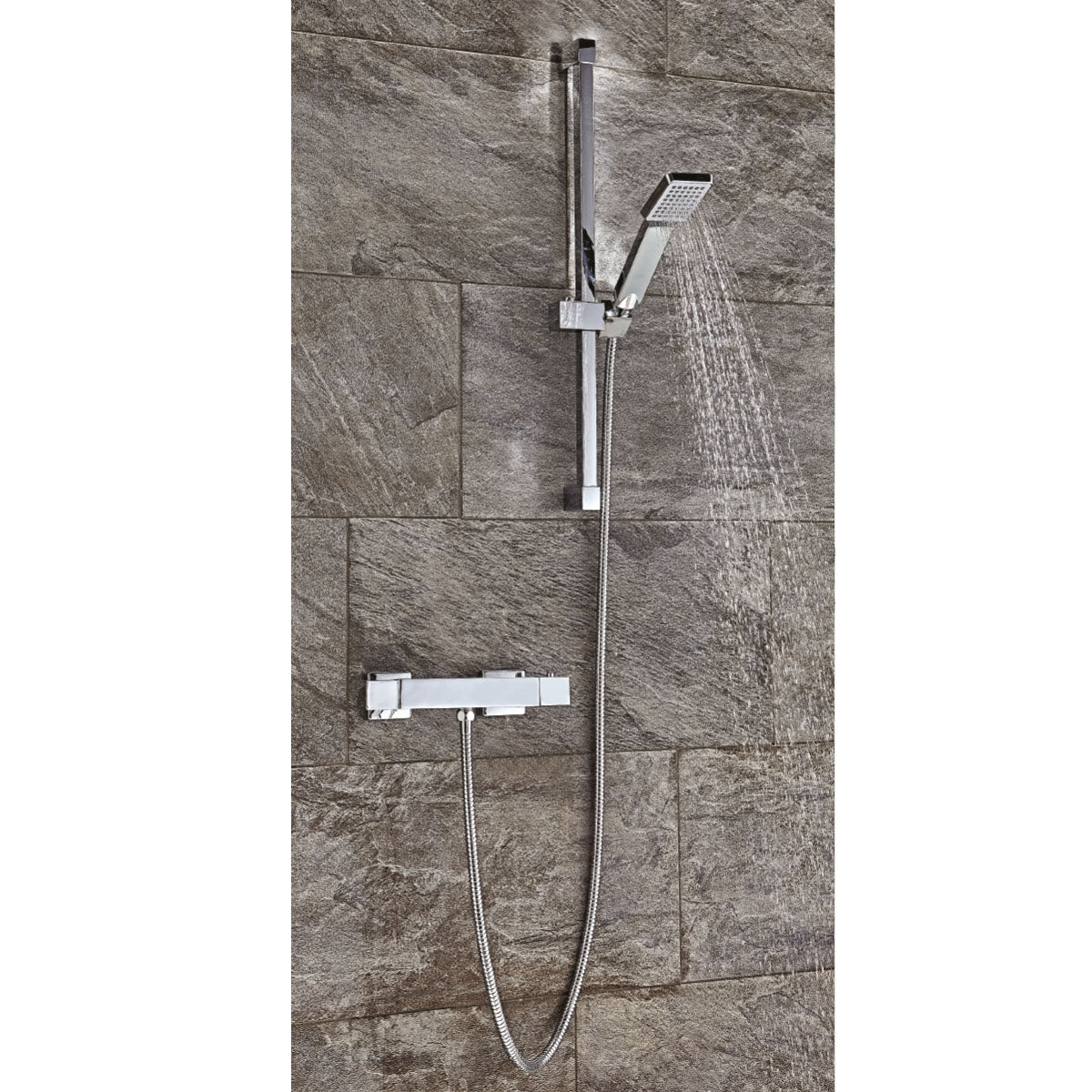 Scudo Square Exposed Thermostatic Bar Valve - Chrome