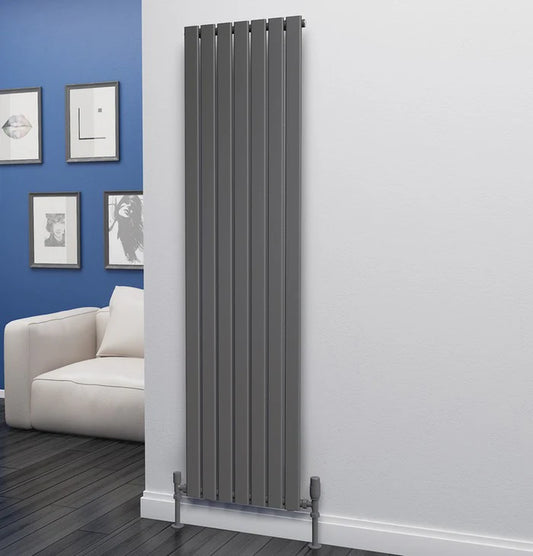 Eastgate Eben Steel Anthracite Single Panel Flat Tube Vertical Designer Radiators 1800x476