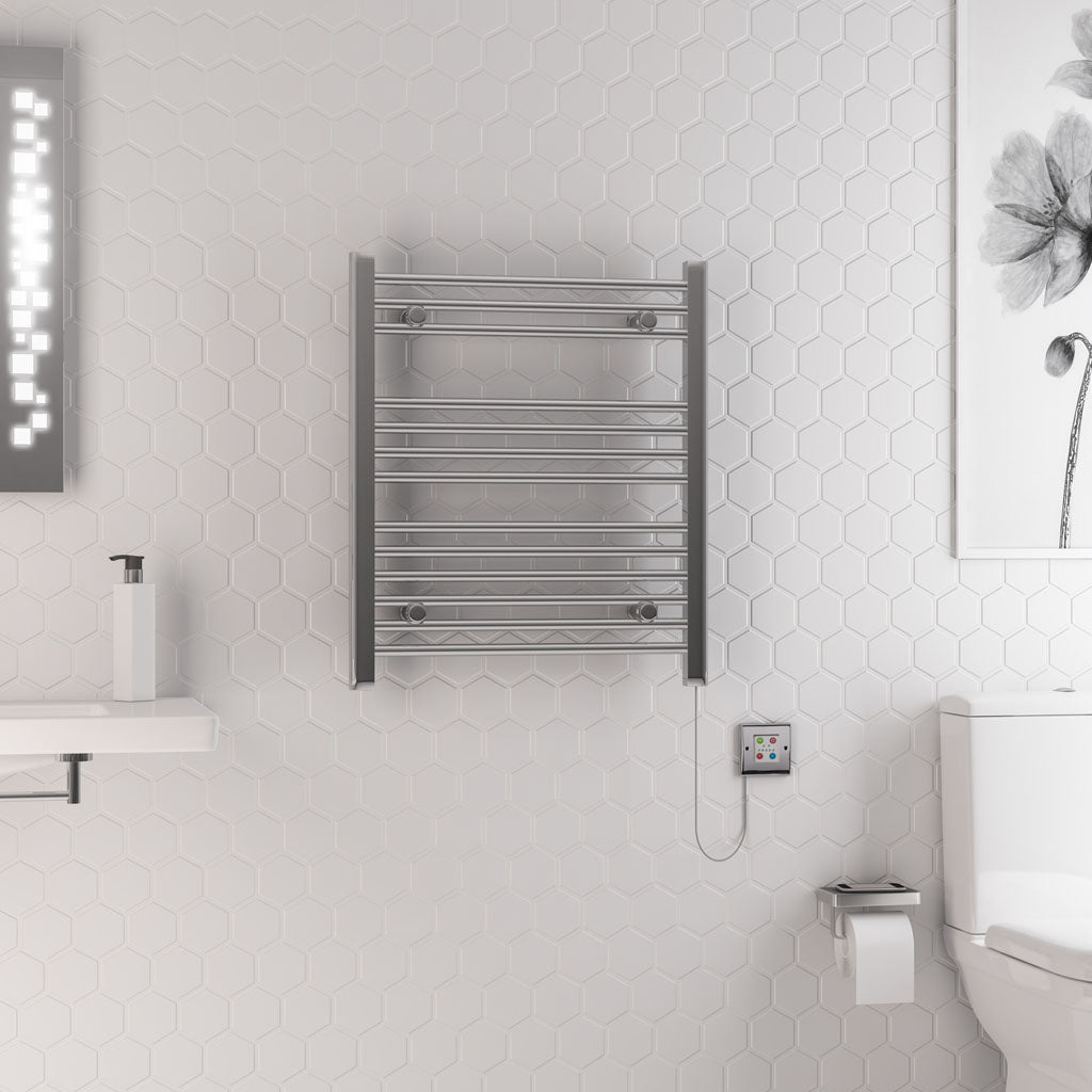 Eastbrook Biava Straight Chrome Dry Electric Towel Rail 700mm x 600mm