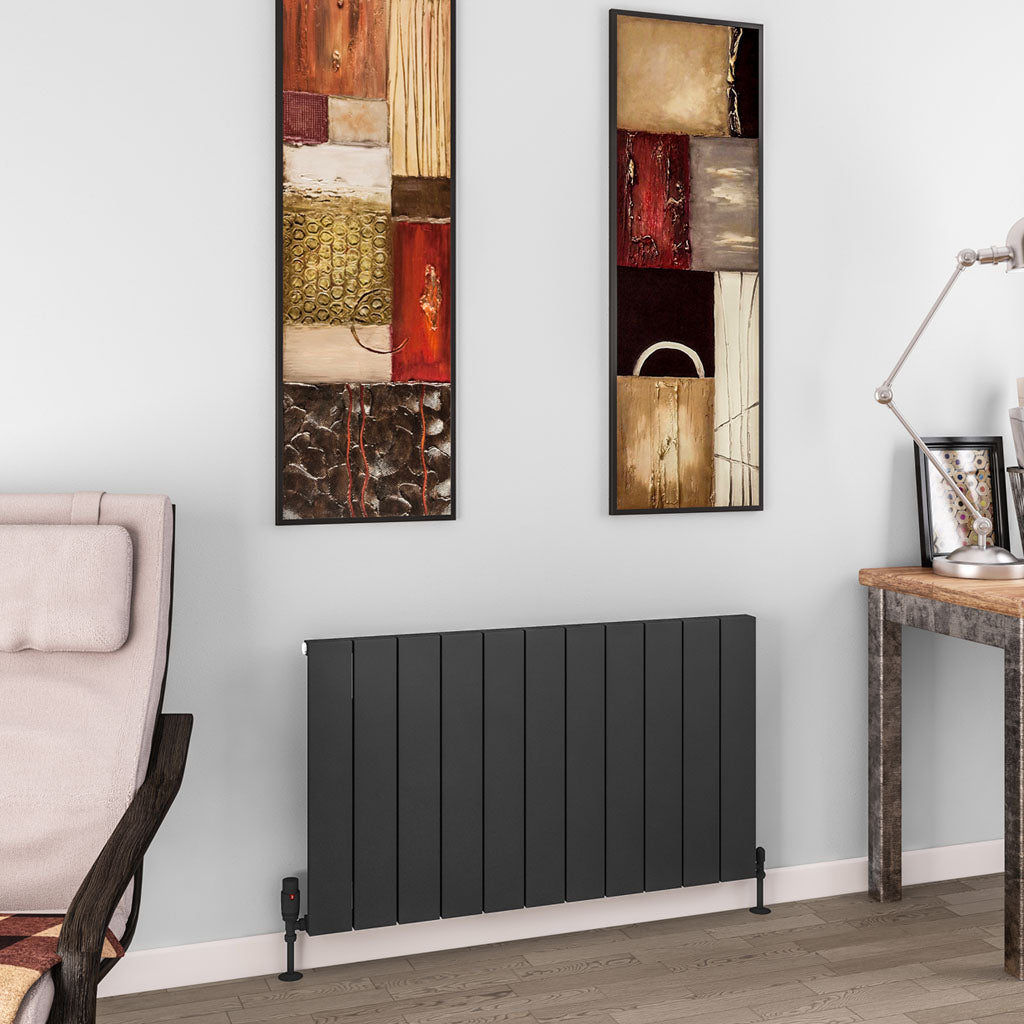 Eastbrook Charlton Matt Anthracite Horizontal Aluminium Radiator 600mm High x 1040mm Wide