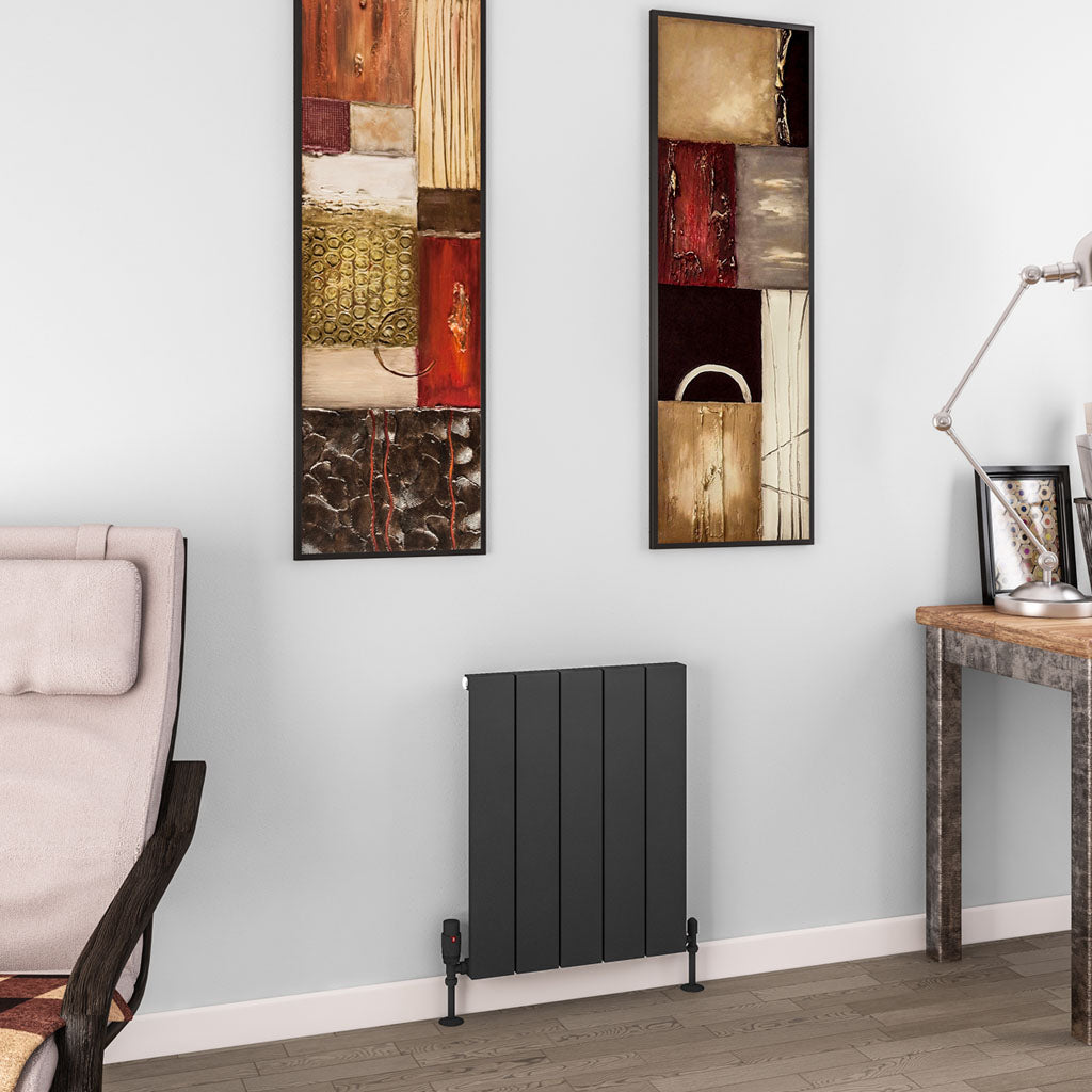 Eastbrook Charlton Matt Anthracite Horizontal Aluminium Radiator 600mm High x 470mm Wide