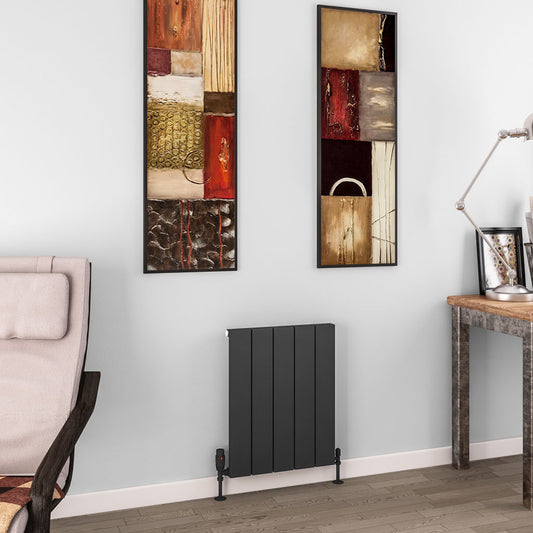 Eastbrook Charlton Matt Anthracite Horizontal Aluminium Radiator 600mm High x 470mm Wide