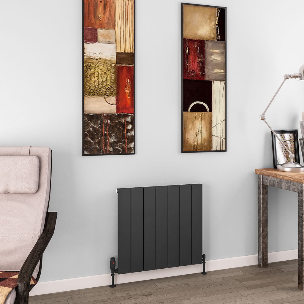 Eastbrook Charlton Matt Anthracite Horizontal Aluminium Radiator 600mm High x 660mm Wide