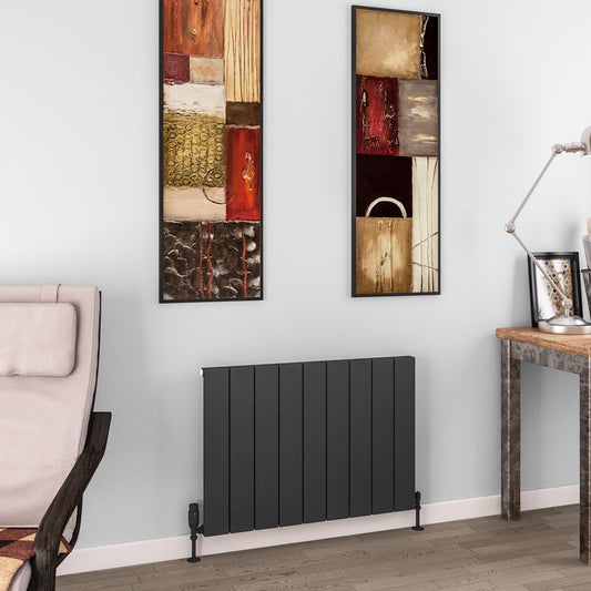 Eastbrook Charlton Matt Anthracite Horizontal Aluminium Radiator 600mm High x 850mm Wide