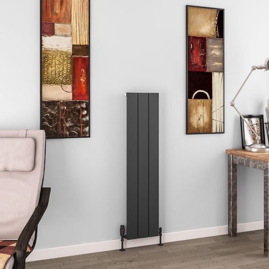 Eastbrook Charlton Matt Anthracite Vertical Aluminium Radiator 1200mm High x 280mm Wide