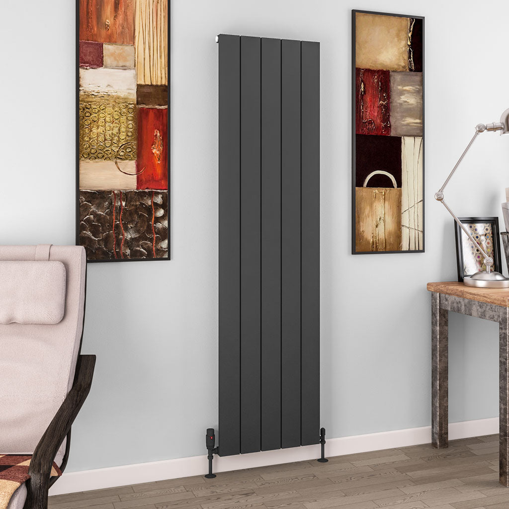 Eastbrook Charlton Matt Anthracite Vertical Aluminium Radiator 1800mm High x 470mm Wide