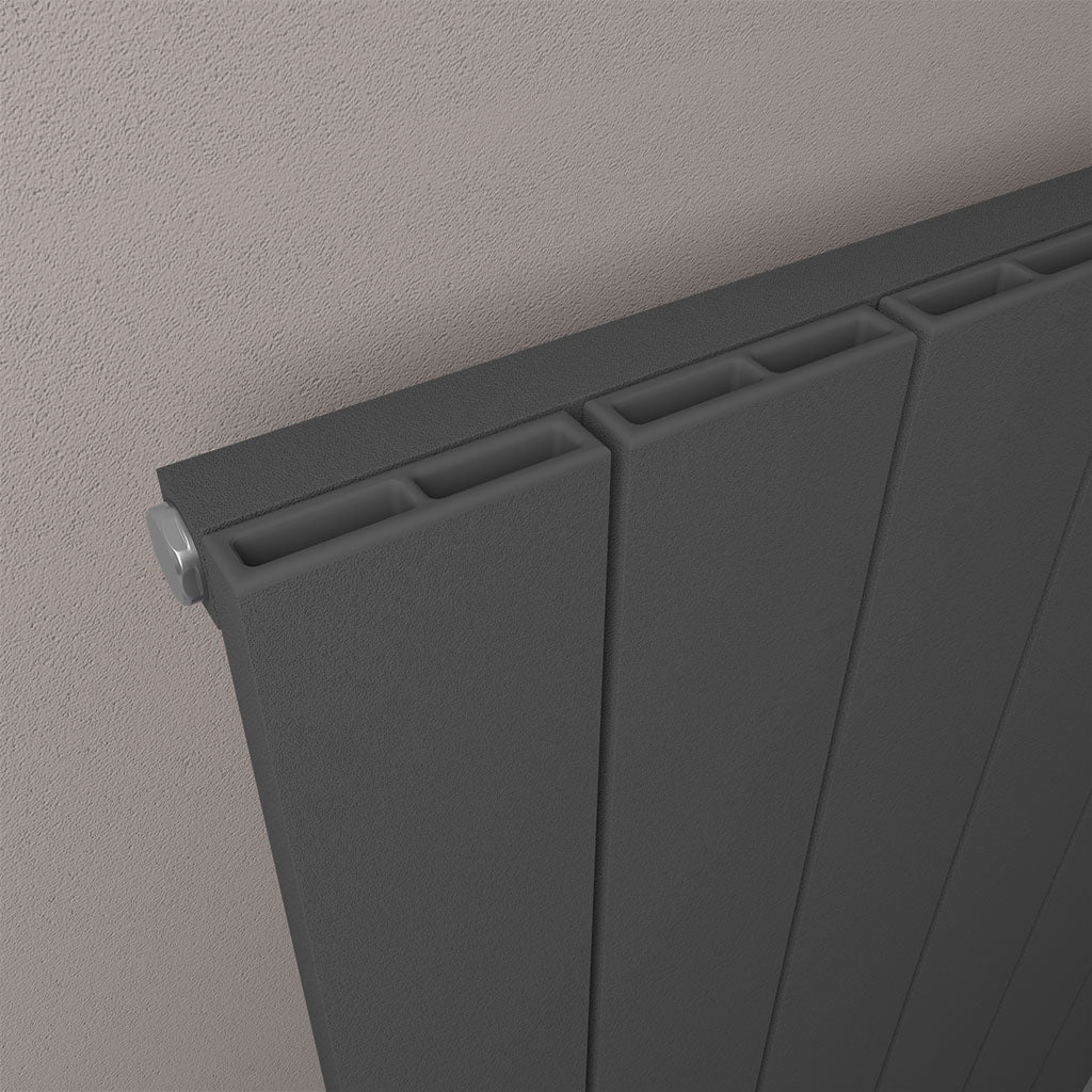 Eastbrook Charlton Matt Anthracite Vertical Aluminium Radiator 600mm High x 280mm Wide Close Up image