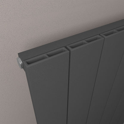 Eastbrook Charlton Matt Anthracite Vertical Aluminium Radiator 600mm High x 280mm Wide Close Up image