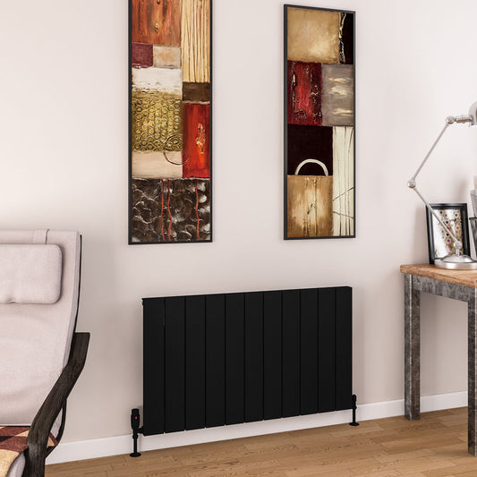 Eastbrook Charlton Matt Black Horizontal Aluminium Radiator 600mm High x 1040mm Wide