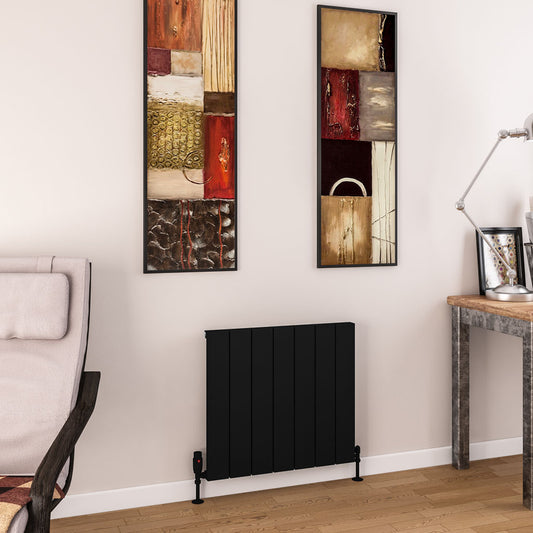 Eastbrook Charlton Matt Black Horizontal Aluminium Radiator 600mm High x 660mm Wide