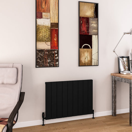 Eastbrook Charlton Matt Black Horizontal Aluminium Radiator 600mm High x 850mm Wide