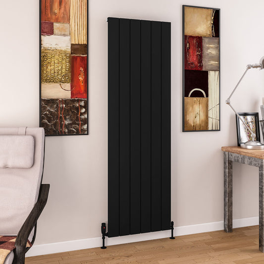 Eastbrook Charlton Matt Black Vertical Aluminium Radiator 1800mm High x 565mm Wide