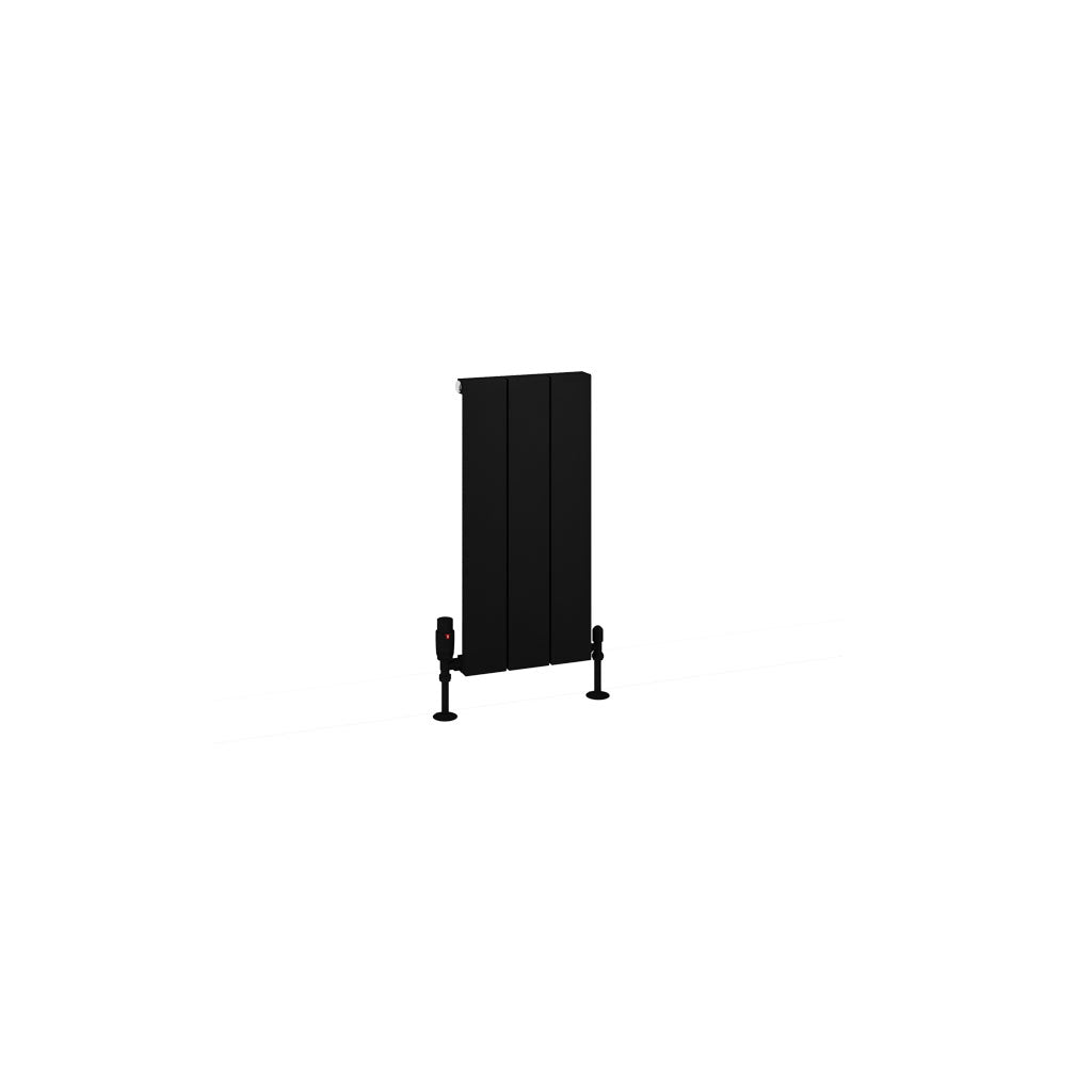 Eastbrook Charlton Matt Black Vertical Aluminium Radiator 600mm High x 280mm Wide Cut Out Image