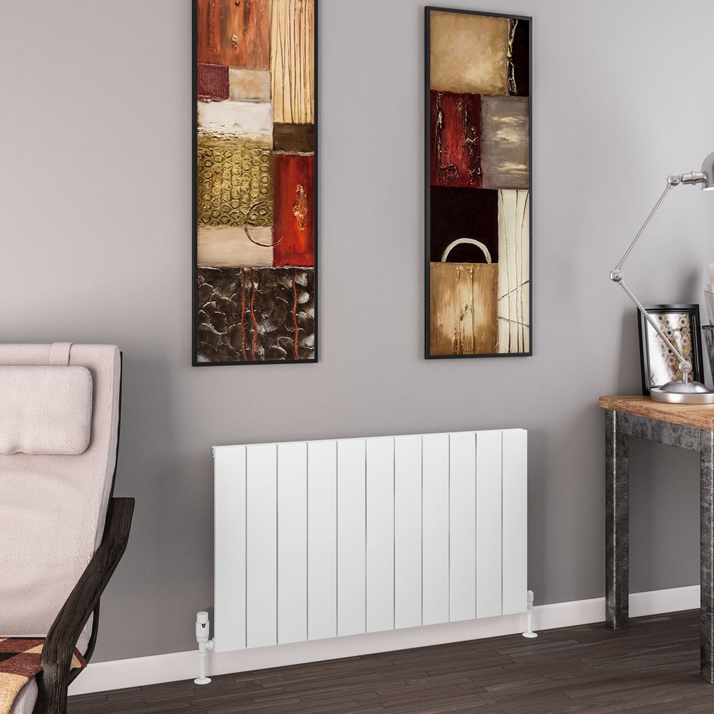 Eastbrook Charlton Matt White Horizontal Aluminium Radiator 600mm High x 1040mm Wide