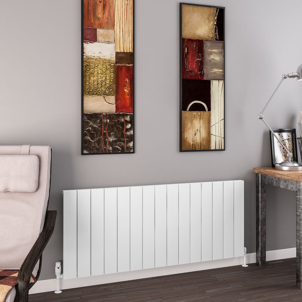 Eastbrook Charlton Matt White Horizontal Aluminium Radiator 600mm High x 1420mm Wide