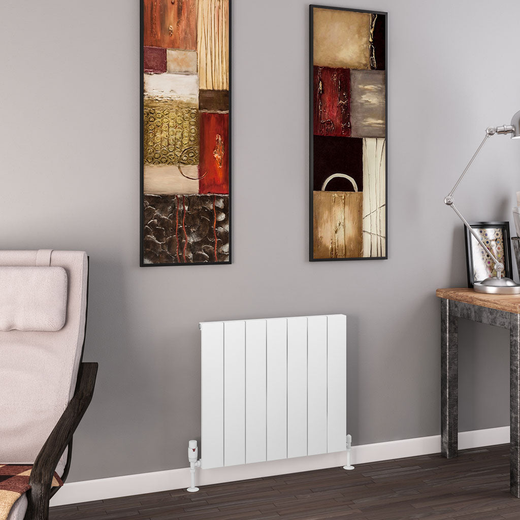 Eastbrook Charlton Matt White Horizontal Aluminium Radiator 600mm High x 660mm Wide