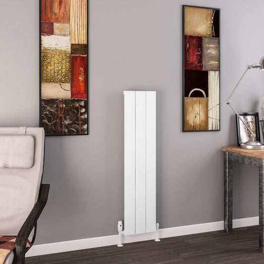 Eastbrook Charlton Matt White Vertical Aluminium Radiator 1200mm High x 280mm Wide