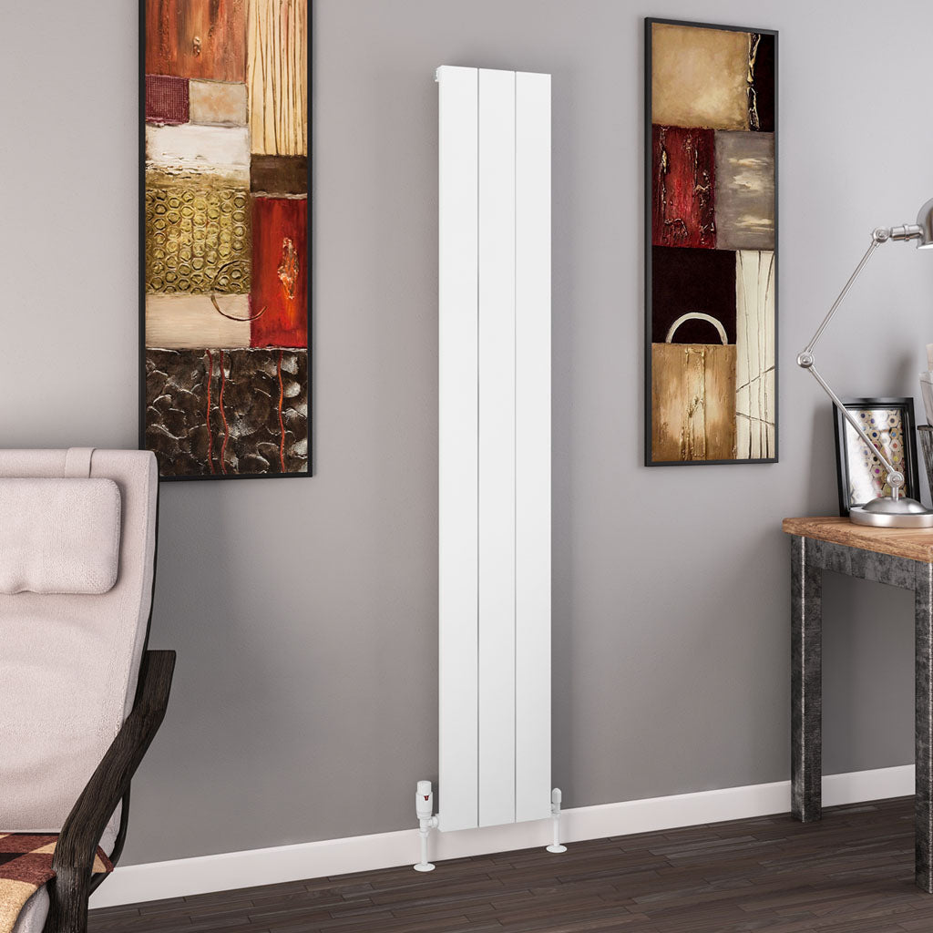 Eastbrook Charlton Matt White Vertical Aluminium Radiator 1800mm High x 280mm Wide