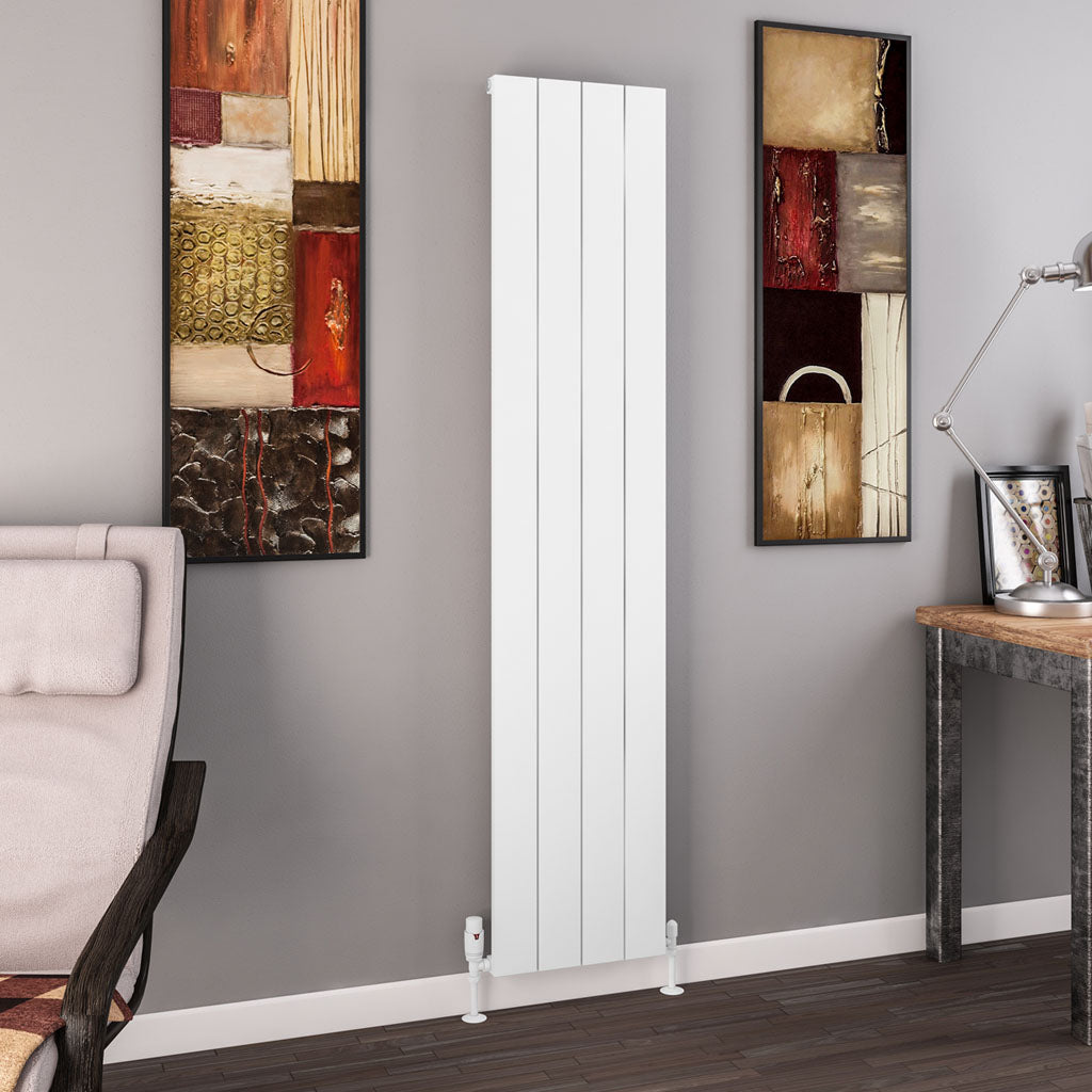 Eastbrook Charlton Matt White Vertical Aluminium Radiator 1800mm High x 375mm Wide