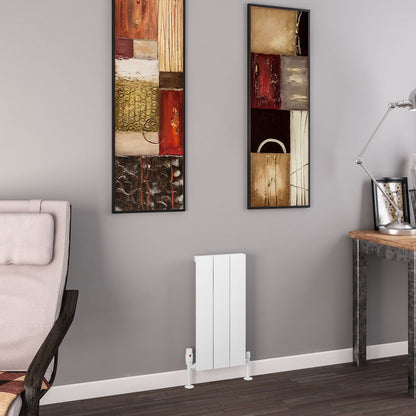 Eastbrook Charlton Matt White Vertical Aluminium Radiator 600mm High x 280mm Wide