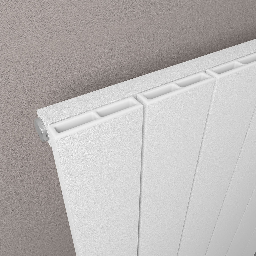 Eastbrook Charlton Matt White Vertical Aluminium Radiator 600mm High x 280mm Wide Close Up Image