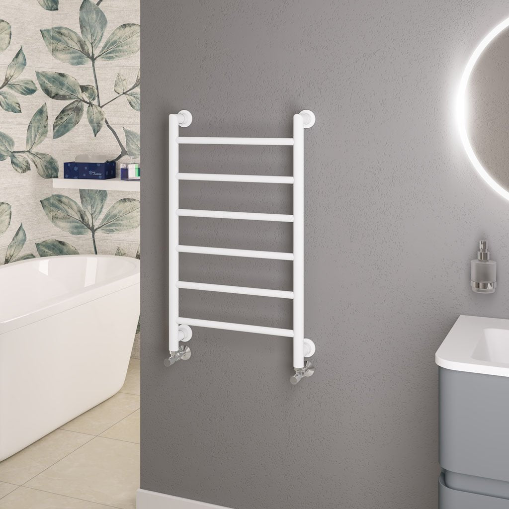 Eastbrook Eshton Matt White Traditional Designer Towel Rail 800mm x 500mm