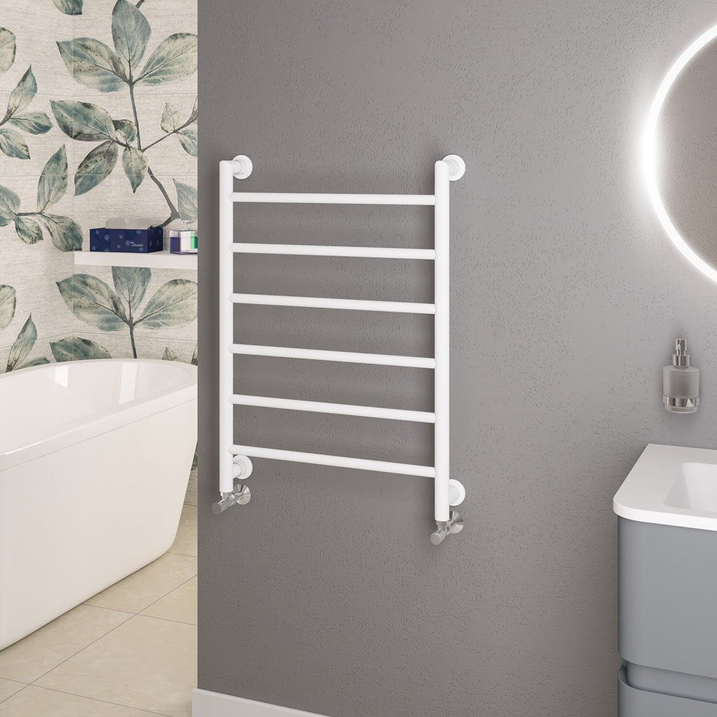 Eastbrook Eshton Matt White Traditional Designer Towel Rail 800mm x 600mm