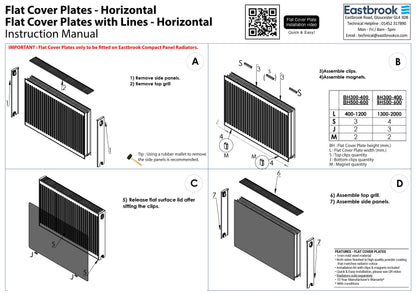 Eastbrook Gloss White Flat Panel Radiator Cover Plate 300mm High x 1000mm Wide Fitting Instructions