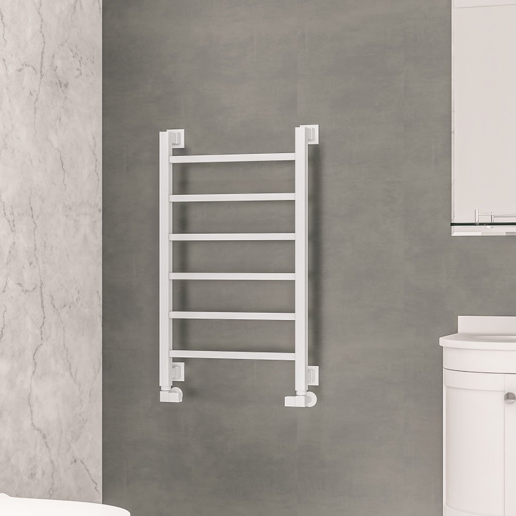 Eastbrook Loxley Matt White Designer Towel Rail 800mm x 500mm